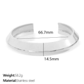 Minimalistischer offener Silberarmreif aus poliertem Edelstahl mit breitem 14,5 mm Design - SZ190S Silber Breit Offener Armreif