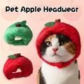 Simpatico cappello a forma di mela per gatti e piccoli cani in morbido peluche rosso - Cappello Mela Rossa-Grande
