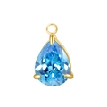 Pear-shaped light blue birthstone pendant with gold-plated stainless steel setting - Steel Color Setting / Mar Aquamarine (Zirconia)