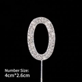 Décoration de gâteau chiffre 0 avec base en métal argenté et strass blancs étincelants - Chiffre 0 en Alliage Argent