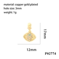 Detailansicht eines vergoldeten Hamsa-Anhängers mit Türkisstein, Größe 17 mm x 12 mm - Hamsa Hand Anhänger P02774