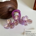 Eleganter violetter Blumen-Haarclip mit Strassmitte und Blütenblättern aus Harz - Lila