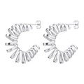 Minimalist spiral silver stainless steel earrings with polished finish and butterfly backs - Spring No.4 Steel Color