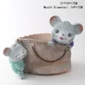Vaso per piante grasse a forma di topo grigio in resina, trama intrecciata, 21x15x17cm - Coppia di Conigli con Borsa