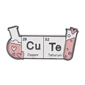 Cute periodic table enamel pin with pink test tubes and heart bubbles on white background - Cute Element Mix (XZ6567)
