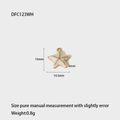 Detailed view of a white starfish charm with gold trim and measurement specifications - Starfish-DFC123WH-White