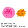 Pink silicone mold for 3D rose and gardenia flowers with yellow finished craft - 5#15-210 Rose / Pink