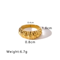 18K gold plated stainless steel croissant dome ring with a polished twisted texture - US 8 / Stereo Wave Pleated Style (NB-R2023161)