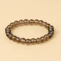 Natural dark brown translucent crystal bead bracelet with smooth polished 10mm beads - Smoky Crystal Glass / 8mm