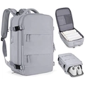 Large grey travel backpack with multiple compartments and separate shoe pocket - Large (33*22*47CM) / Gray