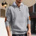 Felpa con cappuccio grigio chiaro da uomo con trama a rilievo e toppe sui gomiti - Grigio chiaro