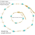 Macro detail of 18K gold-plated stainless steel jewelry set with pearls and blue stones - Blue Geometric Beads Pearl Style (S-H560 S-N567)