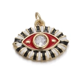 Golden Evil Eye pendant with red and black enamel detail and sparkling zircon stone - CX141-12A Red White Enamel Eye