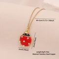 Collana in acciaio dorato con ciondolo coccinella in smalto rosso e perle bianche - Stile Coccinella con Perla Sintetica (8#)