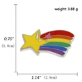 Detail view of colorful rainbow comet enamel pin with exact 2.9cm length measurements - Rainbow Shooting Star Pentagram Style (A00279)