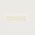 White fishtail gift tag with gold Sweet Love text for Chinese wedding candy boxes - Sweet Love Square Card