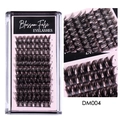 Black segmented cluster eyelashes model DM004 in a clear box with 12 rows for daily wear - Fluffy Curled Style (DM004)