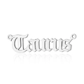 Macro view of silver Taurus zodiac letter pendant in stainless steel for jewelry making - Silver-Taurus