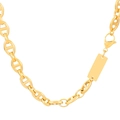 Polished gold stainless steel marina link chain necklace with blank rectangular pendant - Bracelet 20cm / Gold