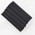 Wegwerpbare eyelinerborstels in bulk met zwarte handvaten en witte vezeluiteinden - 50 Stuks/Pak / Zwart Handvat Witte Kop Zonder Kap