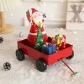 Weihnachtsschlitten aus Eisen mit Weihnachtsmann und Baum 21cm Vintage Deko - Roter Weihnachtsmann Ziehwagen