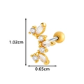 Golden leaf cartilage piercing with zircons and ball screw back measuring 1.02cm x 0.65cm - Mixed Cut Flower Cluster Style (024-5# Gold)