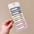 Set of 6 matte wavy rectangular hair clips in grey beige and pink for girls - 11# Spring Square Wave Set - 6Pcs