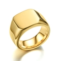 Macro view of a polished gold signet ring with a minimalist rectangular flat top design - US 6 / 14-14 Square Signet Ring Gold (4858338541920)