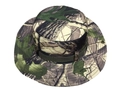 Outdoor camouflage bucket hat with large brim and realistic leaf pattern for sun protection - Milk Green Leaf