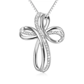 Halskette mit Unendlichkeitskreuz aus Silber und Zirkonia an einer feinen Gliederkette - XL301 Halskette / Weißgold