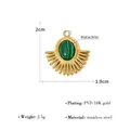 18k gold plated stainless steel sunburst pendant featuring a natural malachite stone inlay - SAC23061905-Sunburst Malachite