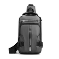 Waterproof dark grey multifunctional chest bag with adjustable strap and multiple zippers - Upgraded 6-Pocket / Gray