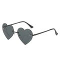 Frameless heart-shaped sunglasses with metal temples and lightning-engraved grey lenses - Black Frame Black Grey Lens