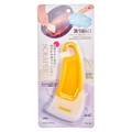 Silicone pan scraper with yellow handle and white flexible blade for cleaning - Yellow Soft Rubber Long Style