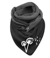 Fleece neck warmer with dandelion print and metal buckle for women in black and grey - 42-Dandelion Seed