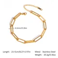 Golden stainless steel paperclip chain bracelet with lobster clasp and extension - Gold Style (YYB025039-G)