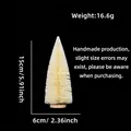Mini 15cm cream white sisal Christmas tree with snow flocking and round wood base - No Packaging / 15CM White