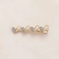 Elegant gold heart hair clip with sparkling rhinestones and metal mesh texture - Full Rhinestone Heart Style