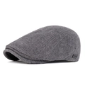 Dark grey flat cap in waffle knit texture with minimalist metal side logo detail - Gray