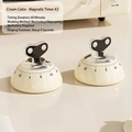 Set of two cream mechanical magnetic kitchen timers with a retro 60-minute dial - 2 Pcs/Set / Retro Cream