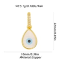 Detail of copper teardrop earrings with evil eye pattern and crystal inlay dimensions - Teardrop Shaped Evil Eye Style (XL-331-E) / Pendant