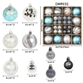 44pcs sky blue and silver Christmas ball ornaments set in brown kraft gift box - Blue Silver & Grey Style