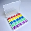 25-compartment Box Containing 25 Colored Bobbins / Shuttle Core Storage Box