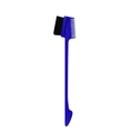 Blue dual-ended eyebrow edge brush and fine-tooth comb with pointed tail for hair styling - 3-Head Style Brow Brush Blue