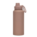 Matte earthy brown 1L stainless steel sports water bottle with portable loop handle - Light Coffee - Sport