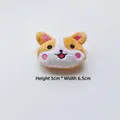 Detail of Corgi plush accessory with embroidery, 5cm height and 6.5cm width dimensions - Orange Shiba Inu (Back Opening)