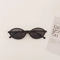 Classic black oval frame sunglasses with dark gray lenses in a minimalist INS style - Black