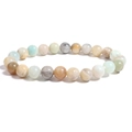 Natural amazonite crystal beaded bracelet with multi-color 8-10mm round stone beads - Polished Amazonite / 4mm