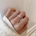 Silver multi-layer wrap knot ring with minimalist adjustable design on finger - Multi-Wrap Knot Ring (J4168)