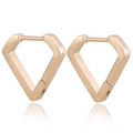 Gepolijste roségouden geometrische V-vormige huggie-oorbellen van rvs metaal - Roségoud